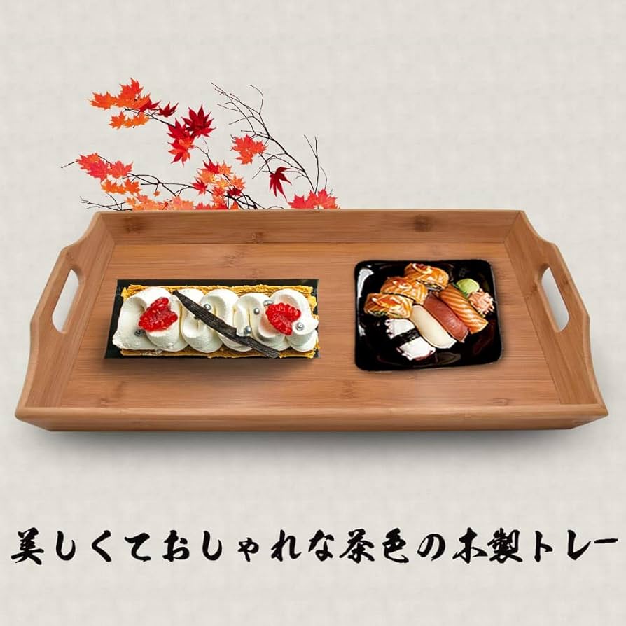 ITO'S BAMBOO CRAFTS 木×竹　籐ハンドル　持ち手付トレー　お盆 ITO'S BAMBOO CRAFTS 木×竹 籐ハンドル 持ち手付トレー お盆